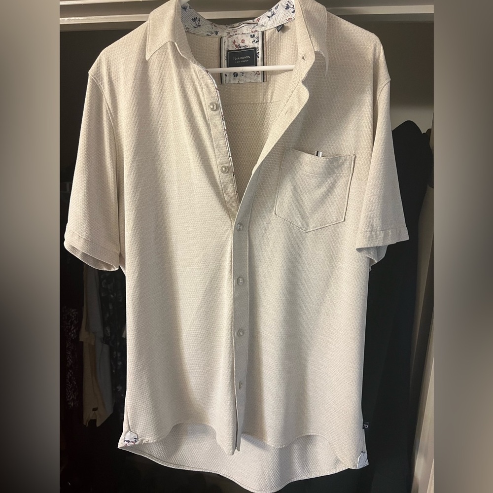 7 Diamonds - Mens 4 way Stretch Button Down Shirt - Large